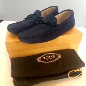 Tods Blue Suede New Laccetto Occh Moccasins